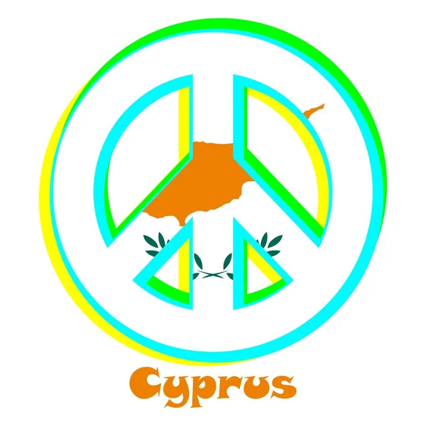 塞浦路斯国旗作为和平主义的标志 代表和平与爱 — 图库矢量图片