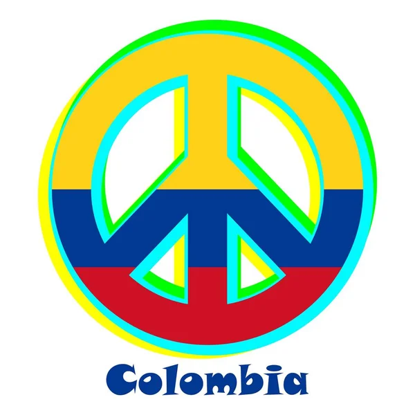 哥伦比亚国旗作为和平主义的标志 代表和平与爱 — 图库矢量图片