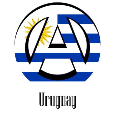 Flag of Uruguay of the world in the form of a sign of anarchy, which stands for freedom and equality of people.