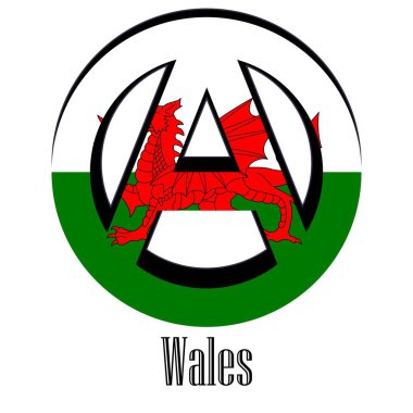 Flag of Wales of the world in the form of a sign of anarchy, which stands for freedom and equality of people.