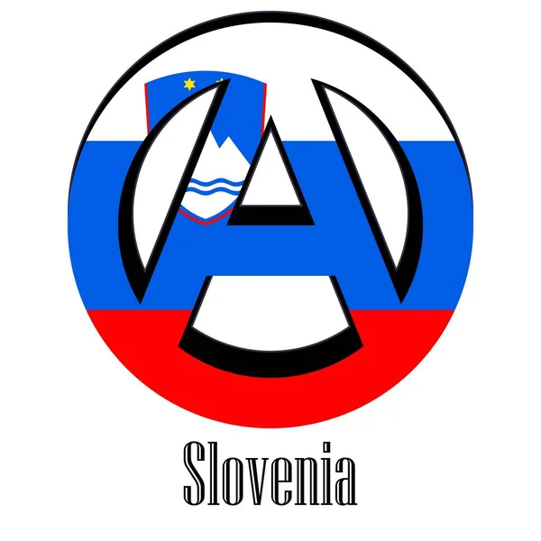 Bandeira Eslovénia Mundo Sob Forma Sinal Anarquia Que Representa Liberdade —  Vetores de Stock