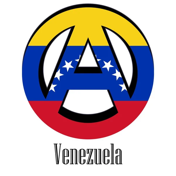 アナーキーは 自由と平等の人々 の略の記号の形で世界のベネズエラの旗 — ストックベクタ