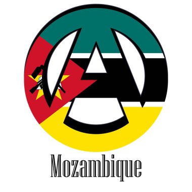Mozambik dünya özgürlük ve eşitlik insan simgeler anarşi işareti şeklinde bayrağı.