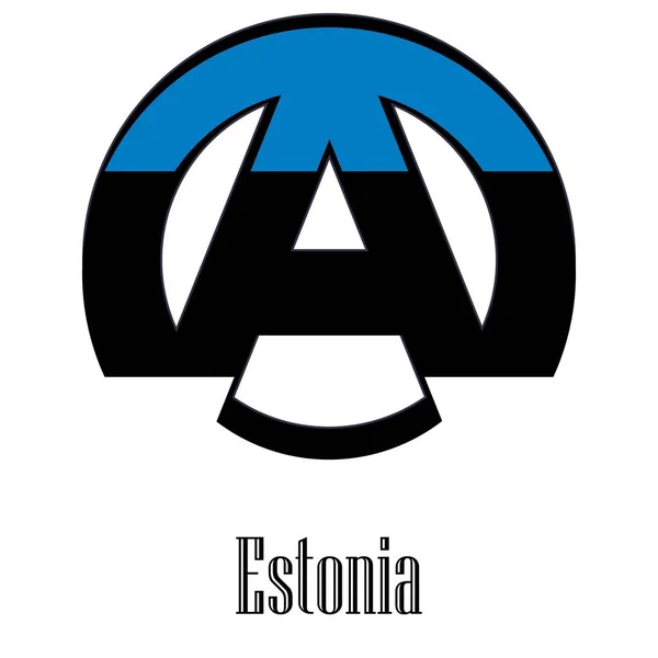 以无政府主义标志的形式悬挂世界爱沙尼亚国旗 主张人民的自由和平等 — 图库矢量图片