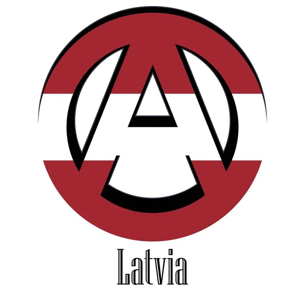 Bandera Letonia Del Mundo Forma Signo Anarquía Que Representa Libertad — Vector de stock