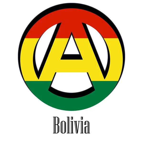 以无政府主义标志的形式悬挂世界玻利维亚国旗 主张人民的自由和平等 — 图库矢量图片