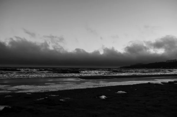 Beautiful landscapes of the evening sea. Black and white photos