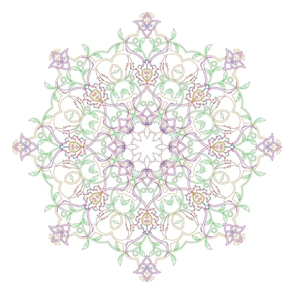 Mandala Circulaire Symétrique Sur Fond Blanc Illustration Modèle Livre Coloriage — Image vectorielle