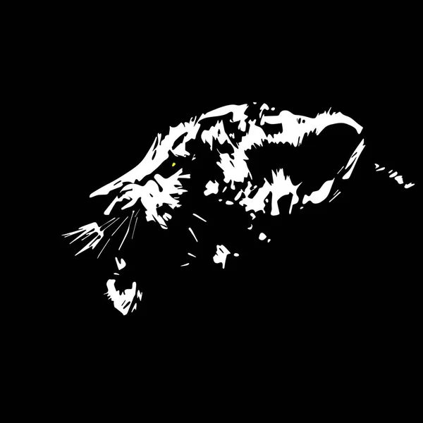 Illustration tête de tigre noir et blanc pour le design — Image vectorielle