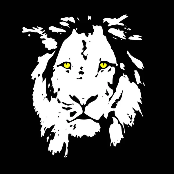 Ilustración de cabeza de león blanco y negro para diseño — Archivo Imágenes Vectoriales
