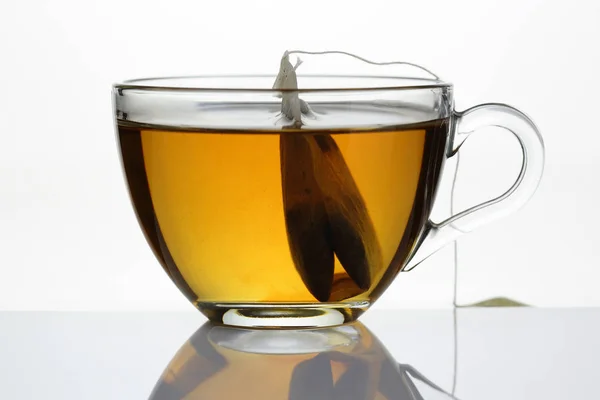Чай Стакане Чайным Пакетиком — стоковое фото