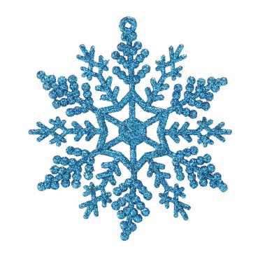 Beyaz arka plan üzerinde izole mavi kar tanesi Noel süs