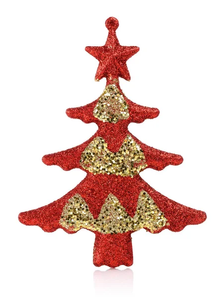 Rode Kerstboom Ornament Geïsoleerd Witte Achtergrond — Stockfoto