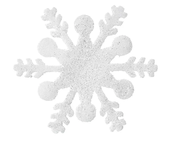 Witte Sneeuw Vlok Kerst Ornament Geïsoleerd Witte Achtergrond — Stockfoto