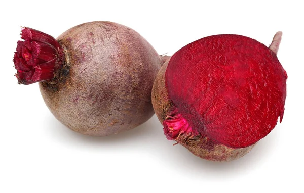 Whole Half Red Beet Roots Isolated White Background — Stock Photo, Image