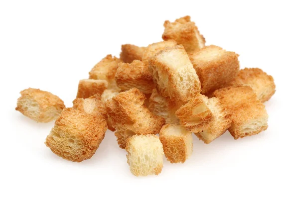 Tiny Bread Cubes Isolated White Background Macro Studio Shot — Stock Photo, Image