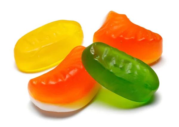 Kleurrijk Gummy Snoepjes Geïsoleerd Witte Achtergrond — Stockfoto