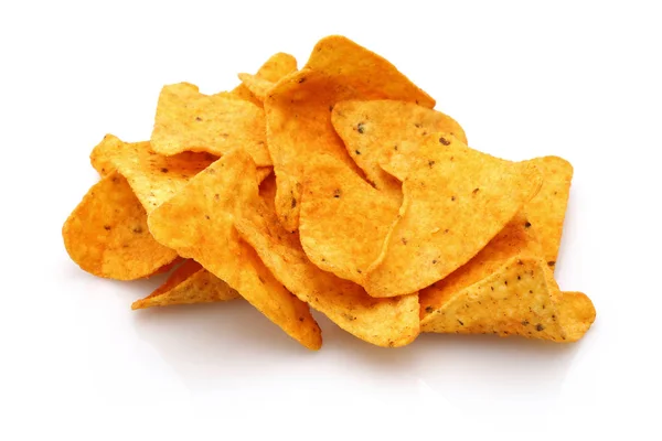 Haufen Taco Chips Isoliert Auf Weißem Hintergrund — Stockfoto