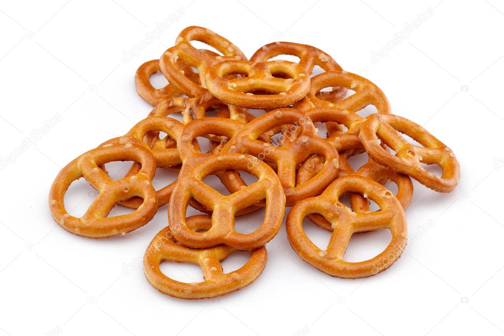 Pretzel crackers isolated on white background