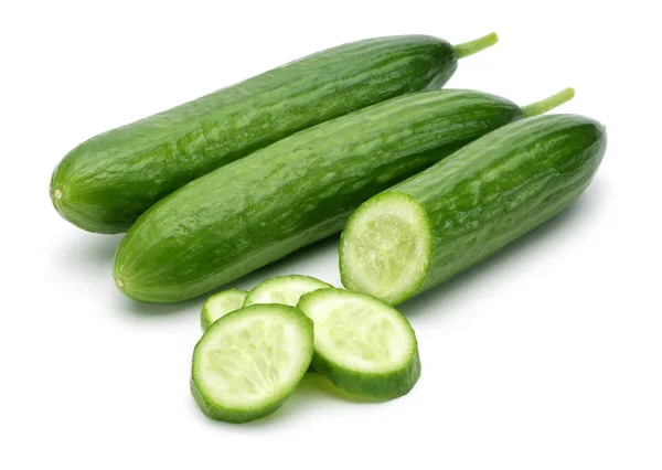 Pepino Con Rodajas Aisladas Sobre Fondo Blanco —  Fotos de Stock