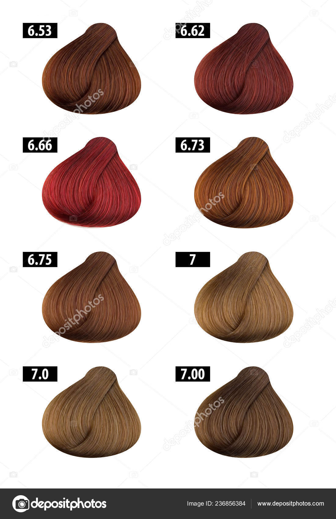 Haircolor Hair Dye Colours Chart Colour Numbers Stock Photo