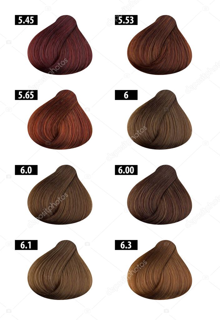 Haircolor and Hair dye, colours chart, colour numbers 4