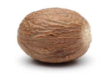 Single Nutmeg isolated on white background