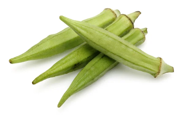 Okra Verde Fresco Aislado Sobre Fondo Blanco — Foto de Stock