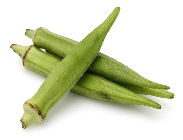 Okra Verde Fresco Aislado Sobre Fondo Blanco — Foto de Stock