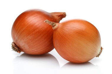 Two onion bulbs on white background clipart