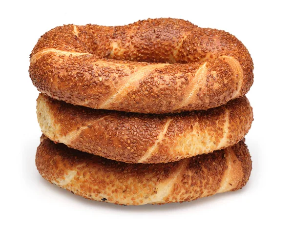 Simit Bagel Turc Isolé Sur Fond Blanc — Photo