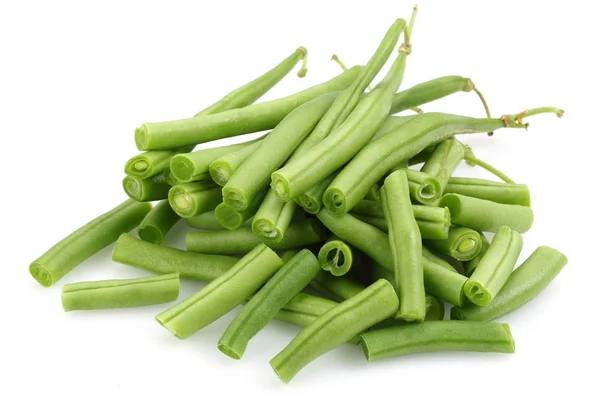 Haricots Verts Frais Isolés Sur Fond Blanc — Photo