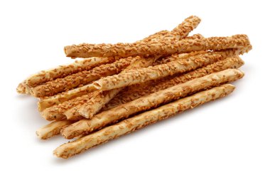 Beyaz arka plan üzerinde izole susamlı çubuk kraker