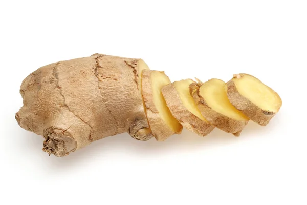 Root Ginger Segar Diisolasi Latar Belakang Putih — Stok Foto