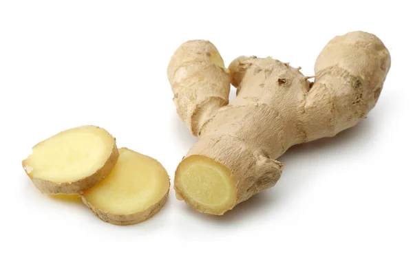 Root Ginger Segar Diisolasi Latar Belakang Putih — Stok Foto