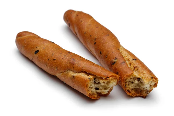 Breadsticks Veya Beyaz Arka Plan Üzerinde Izole Grisini — Stok fotoğraf