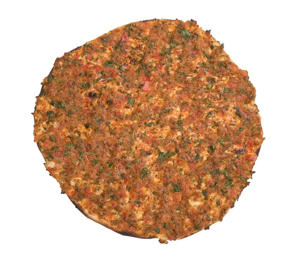 Pizza Turca Lahmacun Isolada Sobre Fundo Branco — Fotografia de Stock