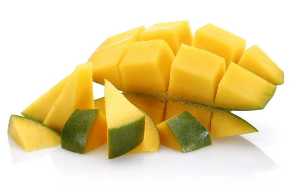 Fresh Mango Slices Isolated White Background — Stock Photo, Image