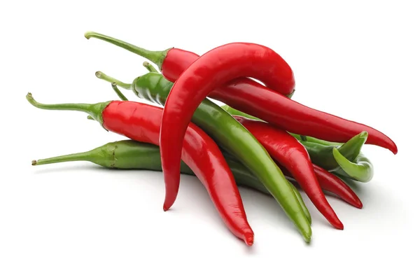 Green Red Peppers Isolated White Background — Stock Photo, Image