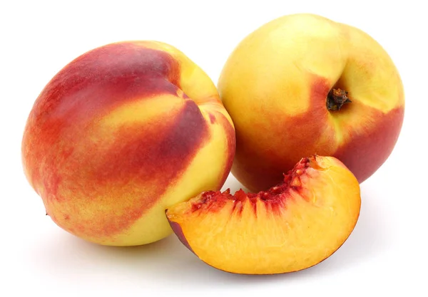 Nectarine Peaches Slice Isolated White Background — Stock Photo, Image