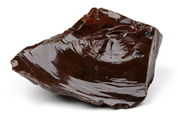 Brun Obsidian Isolerad Vit Bakgrund — Stockfoto