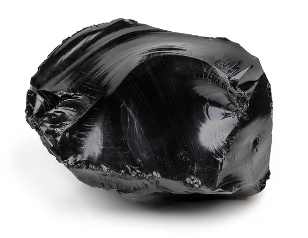 Obsidienne Noire Isolée Sur Fond Blanc — Photo