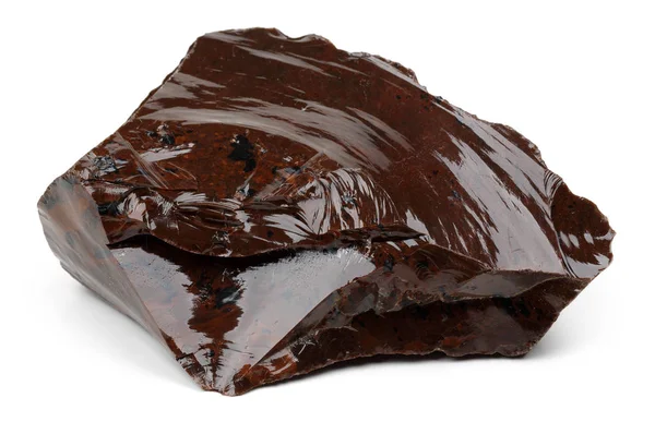 Bruin Obsidian Geïsoleerd Witte Achtergrond — Stockfoto