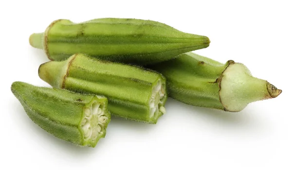 Okra Verde Fresco Aislado Sobre Fondo Blanco — Foto de Stock