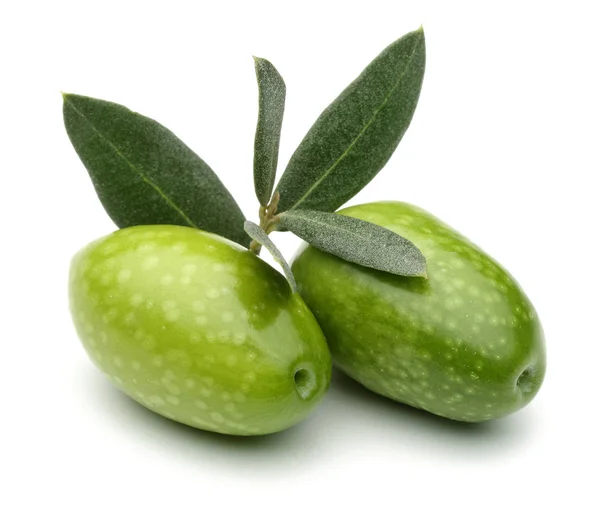Olive Verdi Foglie Isolate Fondo Bianco — Foto Stock