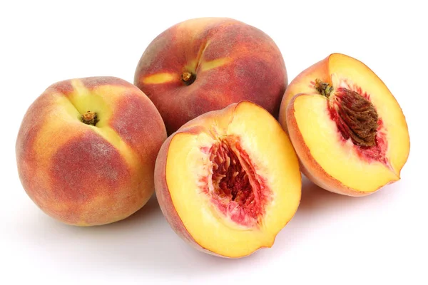 Ripe Peach Fruits Isolated White Background — Stock Photo, Image