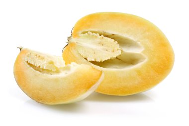 Beyaz arka plan üzerinde izole pepino kavun meyve