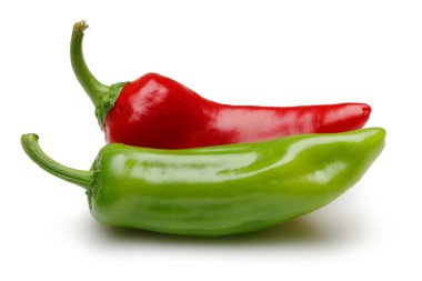 Fresh green and red pepper isolated on white background clipart