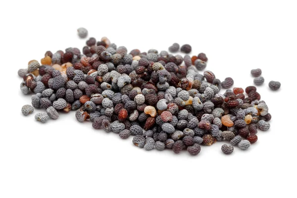 Heap Poppy Seeds Isolated White Background — Stock Photo, Image
