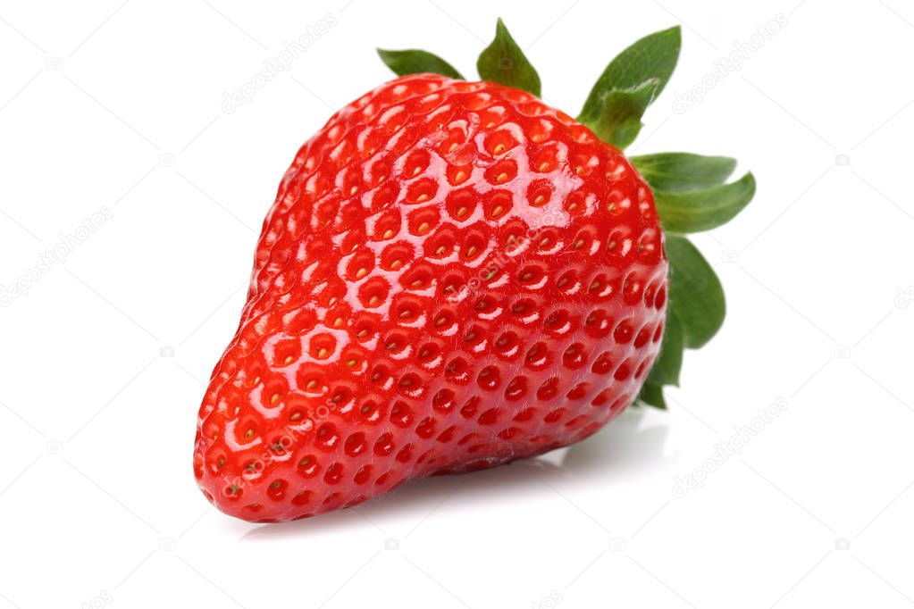 Fresh whole strawberry isolated on white background